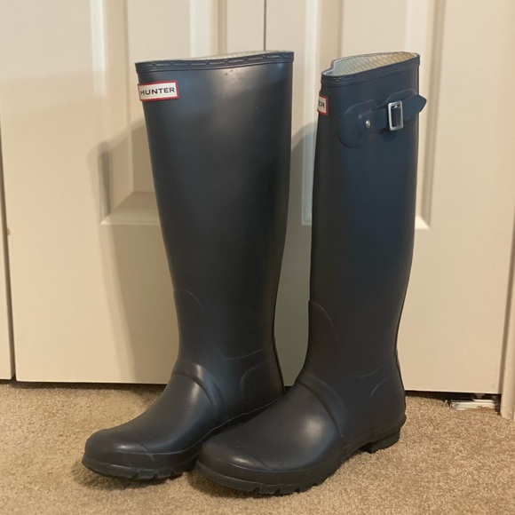 Hunter Shoes - Matte Navy Tall Hunter Rainboots